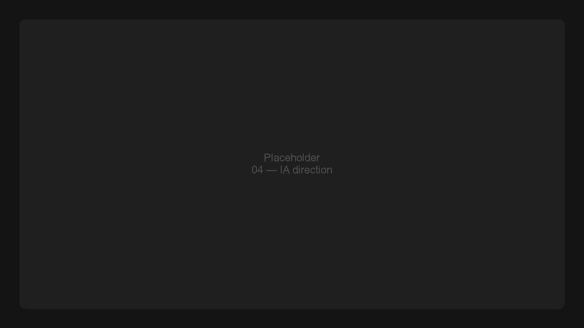 Information architecture direction — top nav, contextual left panel, details on demand